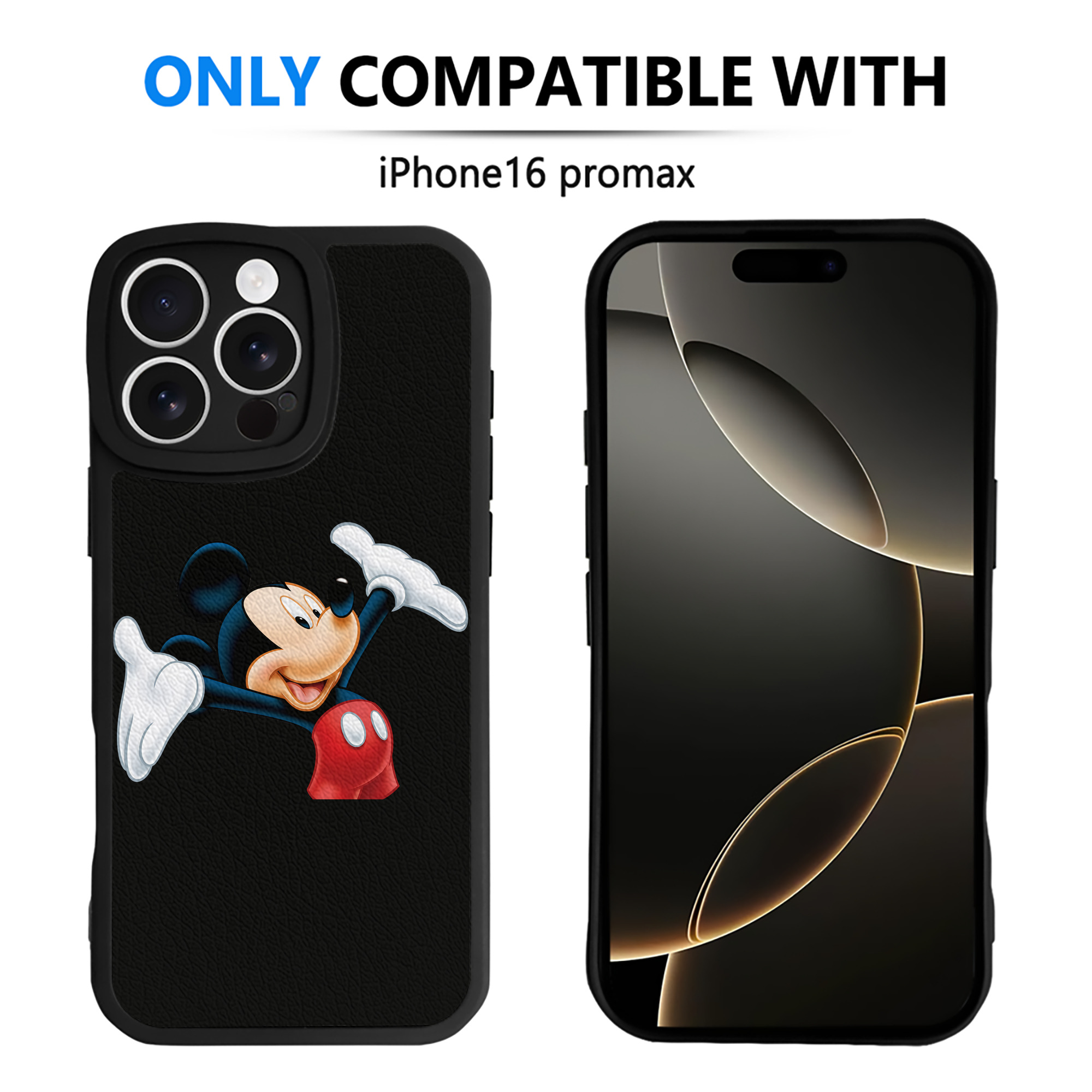 （画像用） ミッキーマウス Mickey Mouse 【iPhone 16シリーズ対応】シリコンスマホケース（レザー調） 材質：シリコン